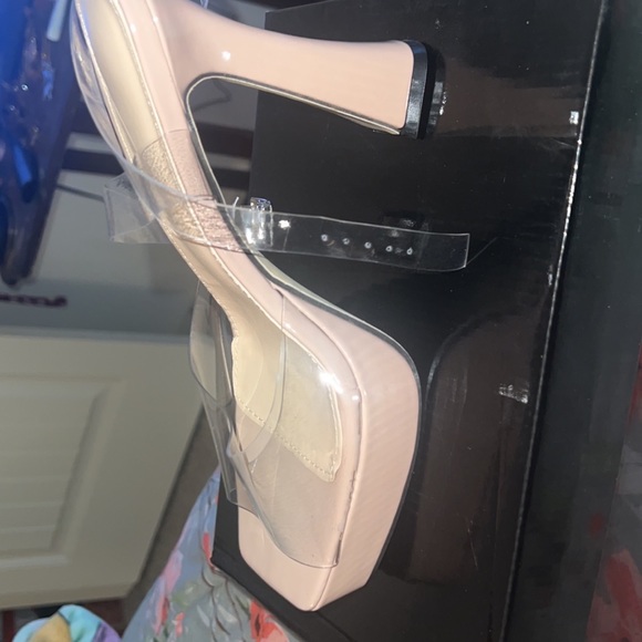 Fashionable Ankle Strap Sandals, Clear Strap Platform Pyramid Heeled Sandals - Picture 6 of 7